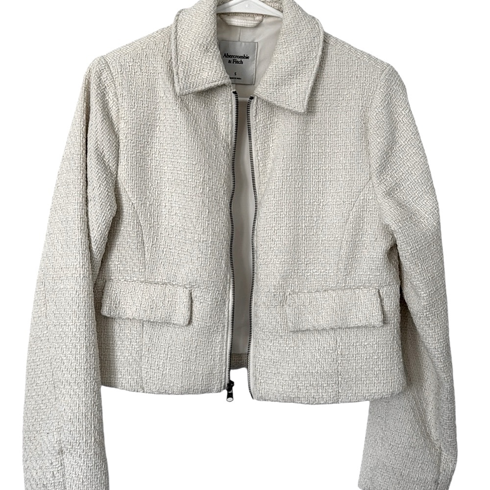 Abercrombie & Fitch Cream and Yellow Cropped Blazer